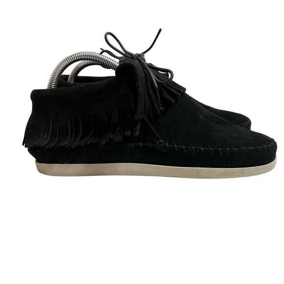 Minnetonka Women's Venice Suede Fringe Moccasin Booties Size 8 Boho Hippie - Picture 1 of 11